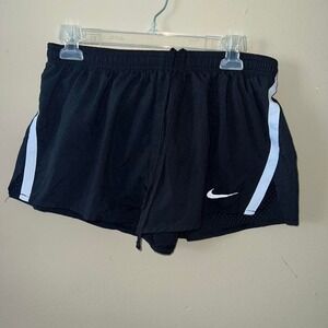 Nike Dri Fit‎ Running Shorts Women's L Black White Lined Athletic Gym